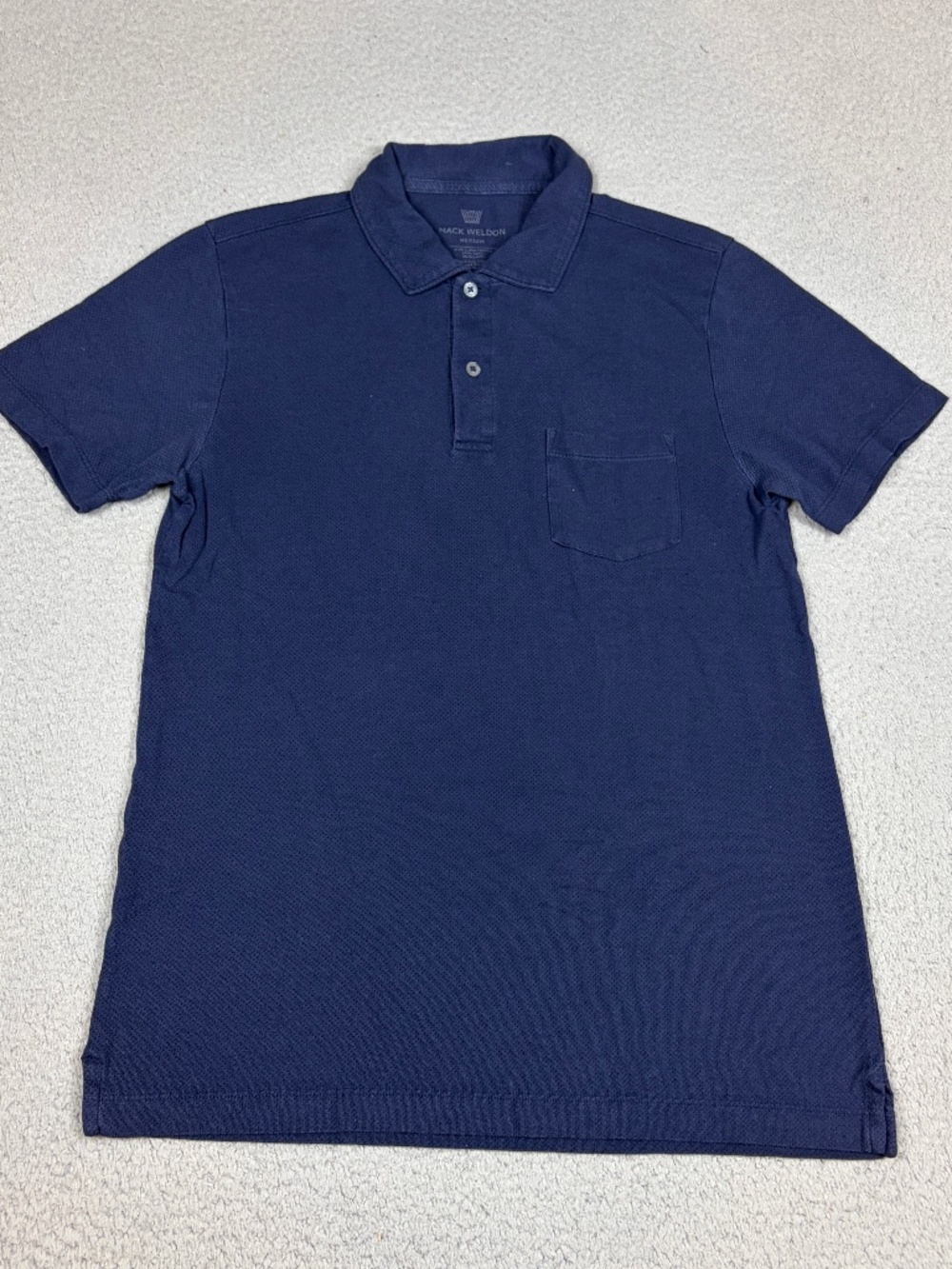 Mack Weldon Polo Shirt Mens Medium Blue Short Sleeve Golf Casual Stretch